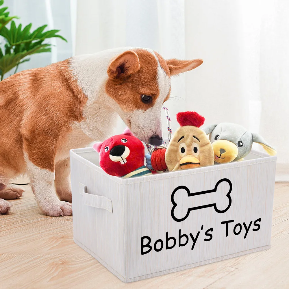 Personalized Dog Toy Basket Free Print Pet Storage Box Custom