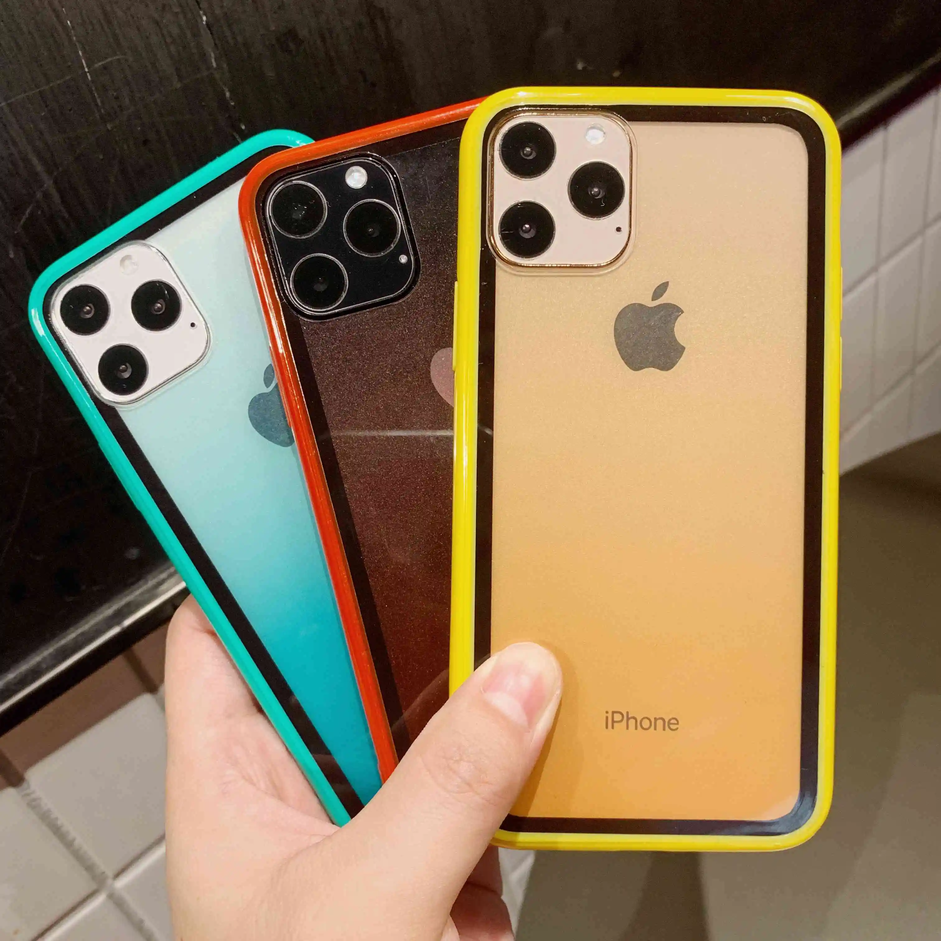 

For iPhone XS 11 Pro Max XR XS X 6 6s 7 8 Plus Gradient Color Soft Silicon TPU Edge Hard Plastic PC Clear Acrylic Case Cover