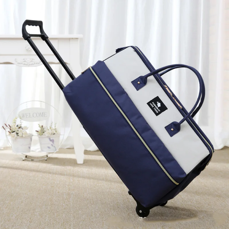 Новые горячие Moda Carrinho De Bagagem Das Mulheres Lazer Rolo Dobrar Saco Da Bagagem Bolsa De Viagem Da Roda Mala