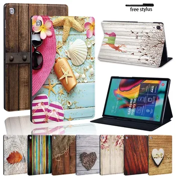 

Printed Wood Leather Stand Cover Case for Samsung Galaxy Tab A A6 7 10/Tab E S5E Tablet Lightweight Hard Protective Case