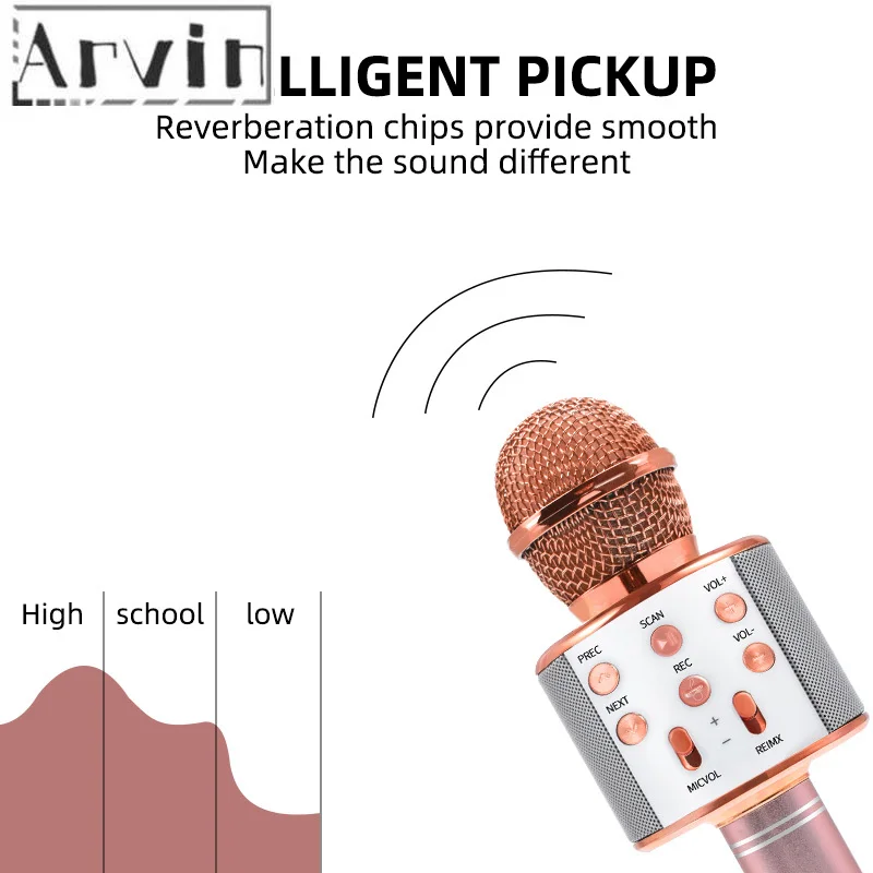 Bluetooth Karaoke Microphone Wireless Microphone Professiona Speaker Handheld Microfone Player Singing Recorder Mic