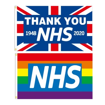 

British flag Thank You NHS Flying Banner Printing Polyester Sports Decoration Copper Grommets free Shipping