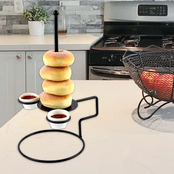 

Donut Stand Onion Ring Iron Dessert Display Rack With Dip Sauce Holder Wedding Decoration Party Buffet Kids Birthday Detachable