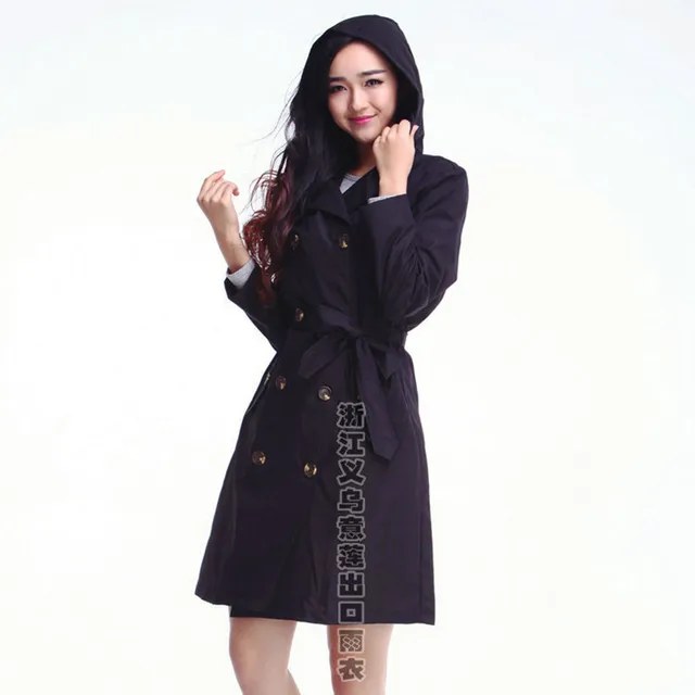 Térd Hosszú Köpenyő Esőkabátos Nők Övvel, Vízálló Esőkabát Ponchos Dzsekik Női Chubasqueros Átjárók Capa De Chuva - Image 4