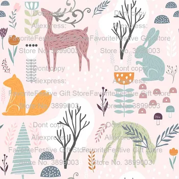 

Nordic Wind Fox Printed Fabric Handmade Cotton Fabric Clothing Curtain Bed deer rabbit christmas Fabric