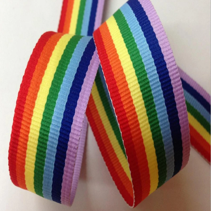 

2M Rainbow Ribbon Wedding Decoration Gift Wrapping Hair Bows DIY Christmas Ribbon Polyester Solid Grosgrain Ribbon Accessory