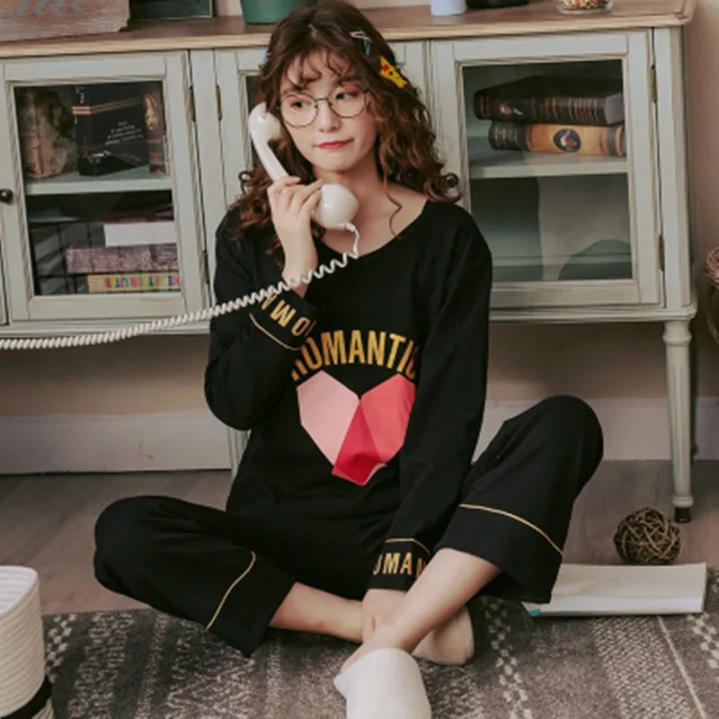 

Spring and autumn long sleeve princess style Pajama women's pure cotton 100kg large winter Korean version loose and fresh suit
