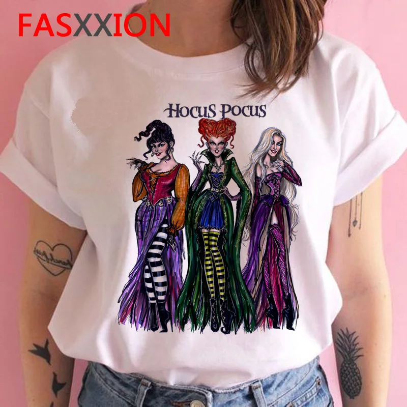 Hous Pocus футболка для Хэллоуина Harajuku женская футболка с героями мультфильмов ужасов Ullzang забавная Женская Винтажная Футболка 90s футболки с графическим изображением - Цвет: 1309