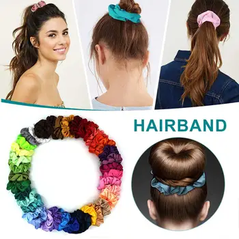 

39PCS Satin Weave Hair Scrunchies Women Elastic Hair Bands Girls Headwear Bright Color Silk Ponytail Holder Hair Tie Accessories