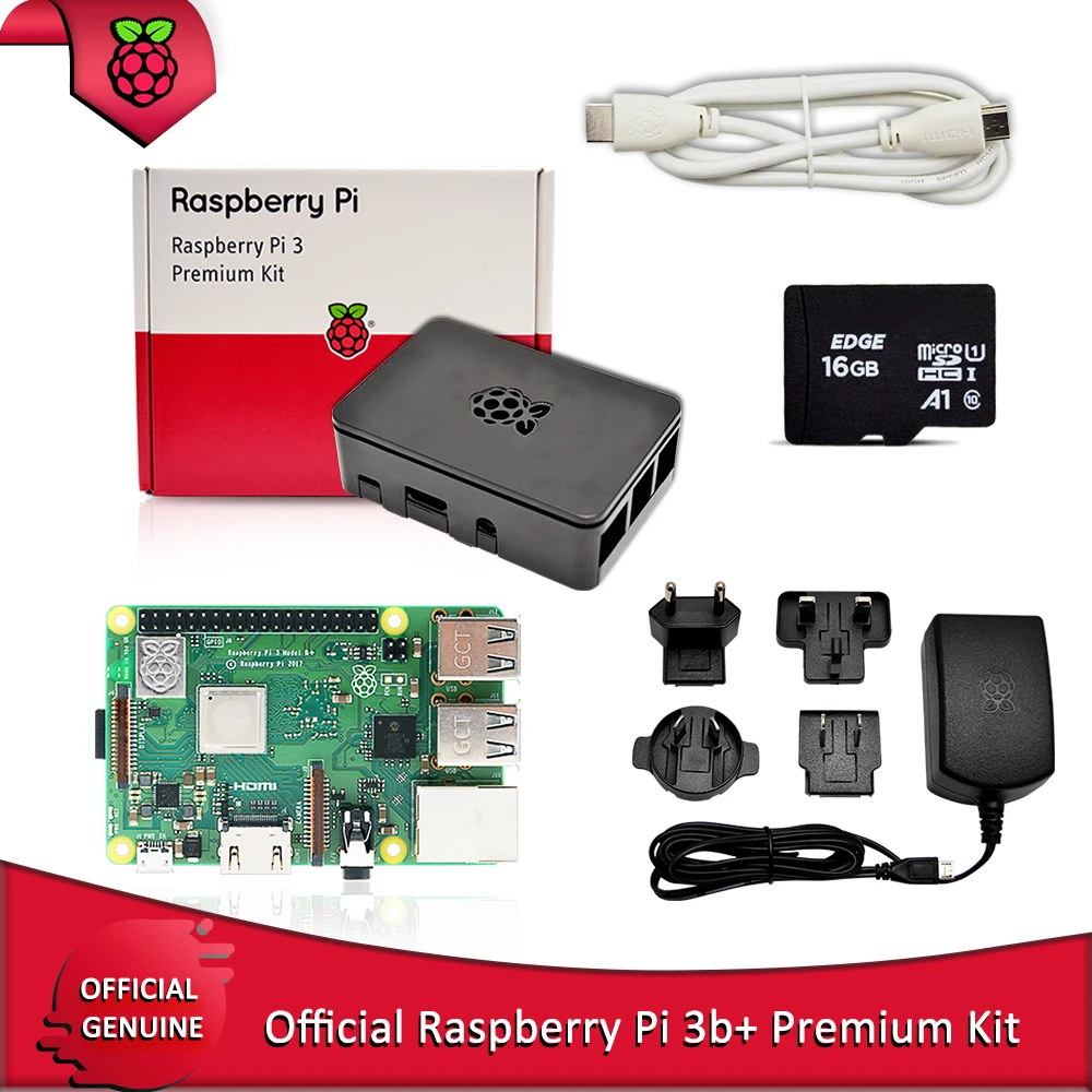 Официальный Raspberry Pi 3B + премиум-комплект с источником питания вилка стандарта ЕС