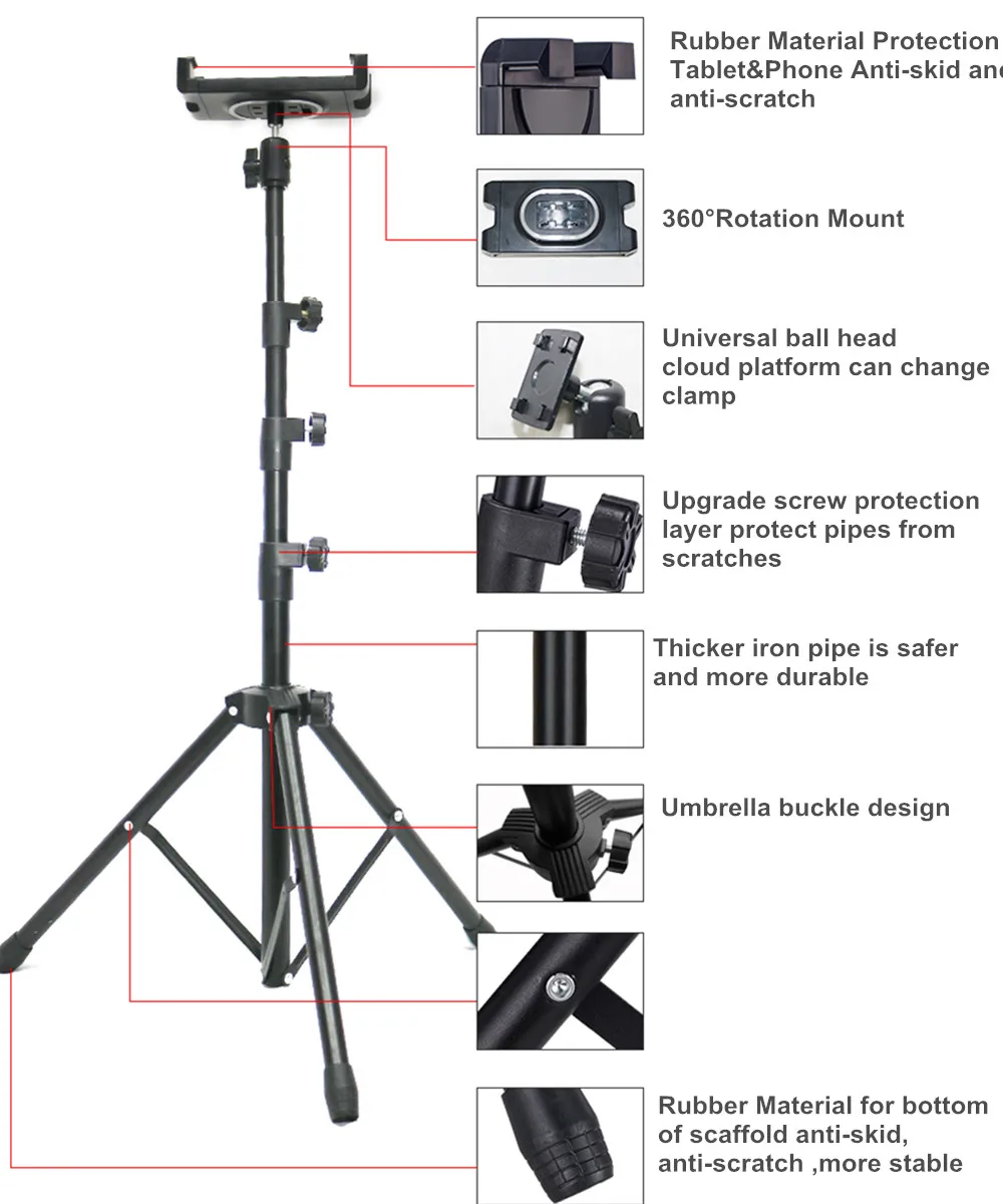 Tripé Piso Tablet Stand Telefone e Tablet Mount Suporte para Ipad Air Pro Xiaomi Lenovo Huawei Venda Universal 4.7 a 15 - Imagem 2