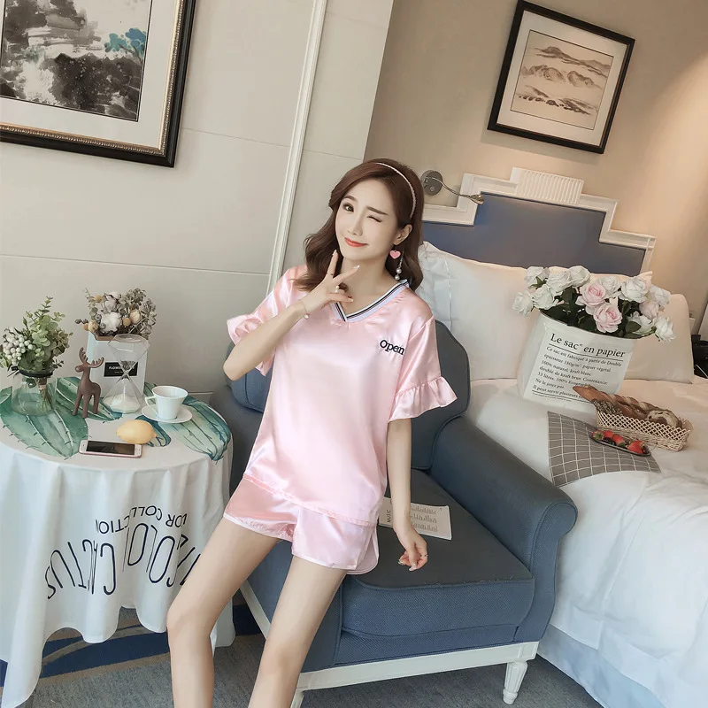 

39 Batches of hui qi Li Imitated Silk Fabric 247 Short Sleeve Retouching + Details Map M-XL Code 17 Yuan 247 Powder