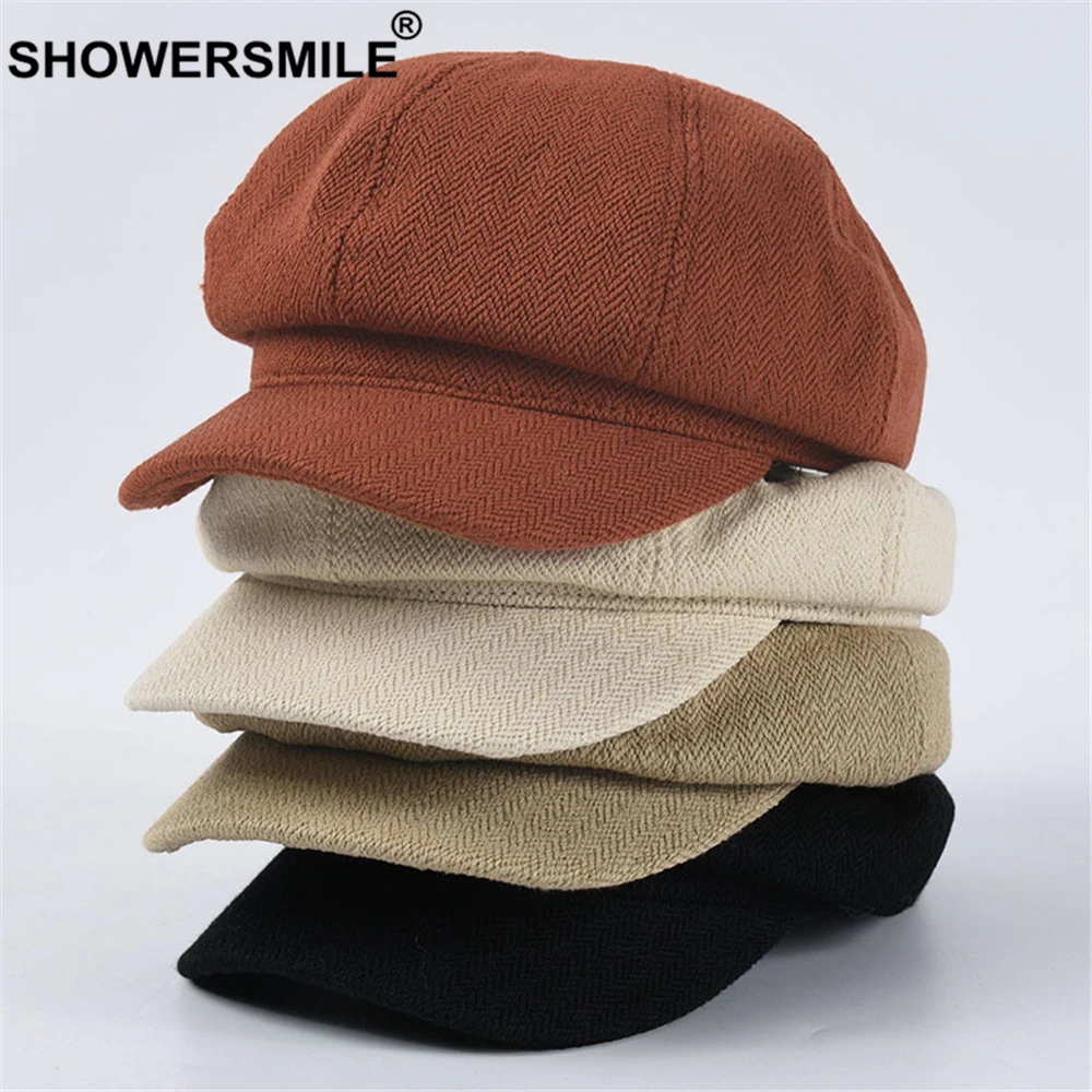 SHOWERSMILE Ретро кепка газетчика для женщин весенне Летняя женская восьмиугольная