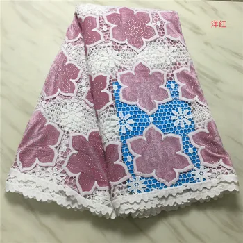 

2019 New arrival African lace fabric high quality embroidered lace milk silk laces fabrics for women dresses 5yards/lot pl66-377
