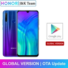 Honor 20 Lite, 4 Гб, 128 ГБ, Honor 10i, глобальная версия AI, камера с тройным объективом, 6,21 дюйма, FHD+ Разблокировка по отпечатку пальца