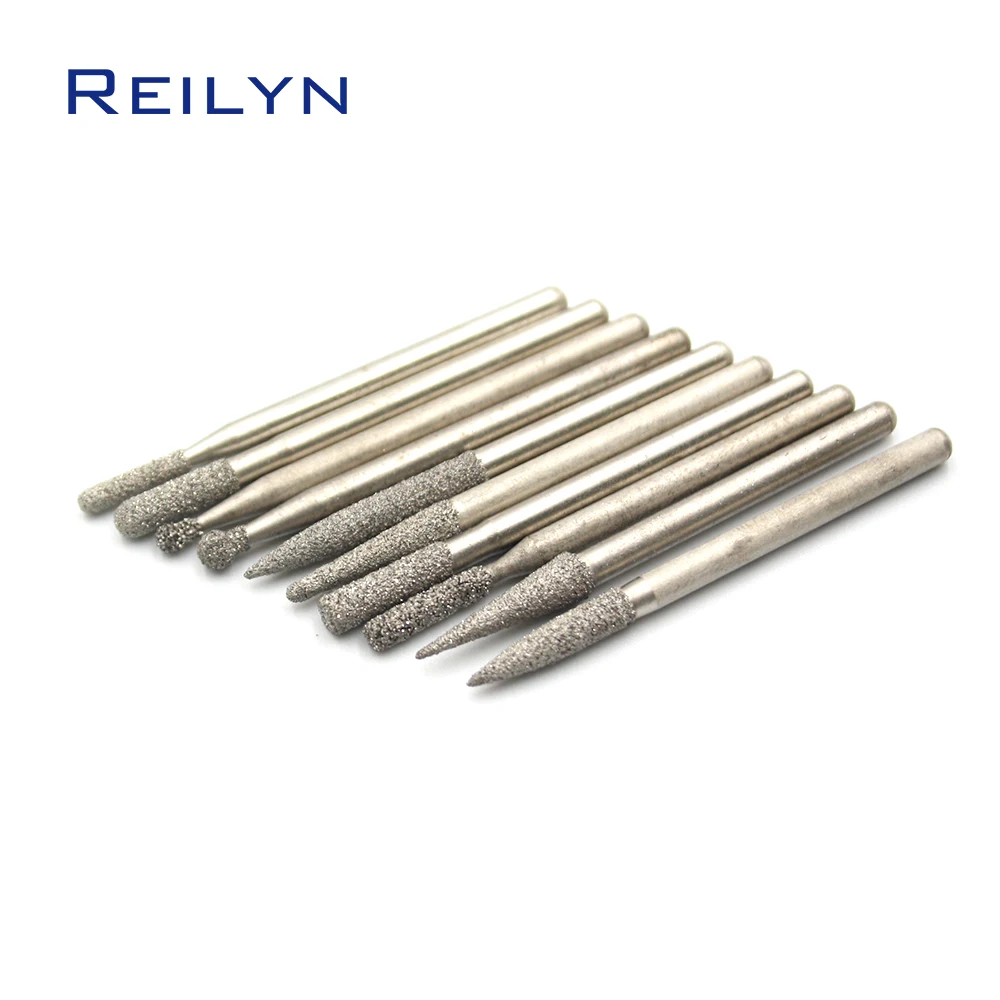 Freeshipping 10pcs/pack Grinding Bits 3mmx3mm mesh 60# Coarse Sanding Head Raw Stone metal Polishing trimming bits