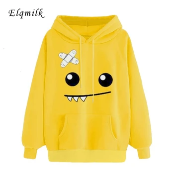 

ELQMILK New Fashion Winter Warm Sweatshirts Hoodies Full Sleeve Cartoon Print Female Pullover Chic Streetwear Women Hoodies Tops
