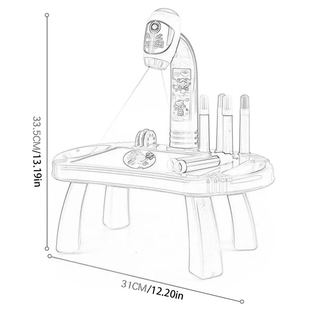 Дети обучения живопись проектор настольная игрушка доска для рисования стол с лампой освещения интеллектуальный проектор инструмент подарок