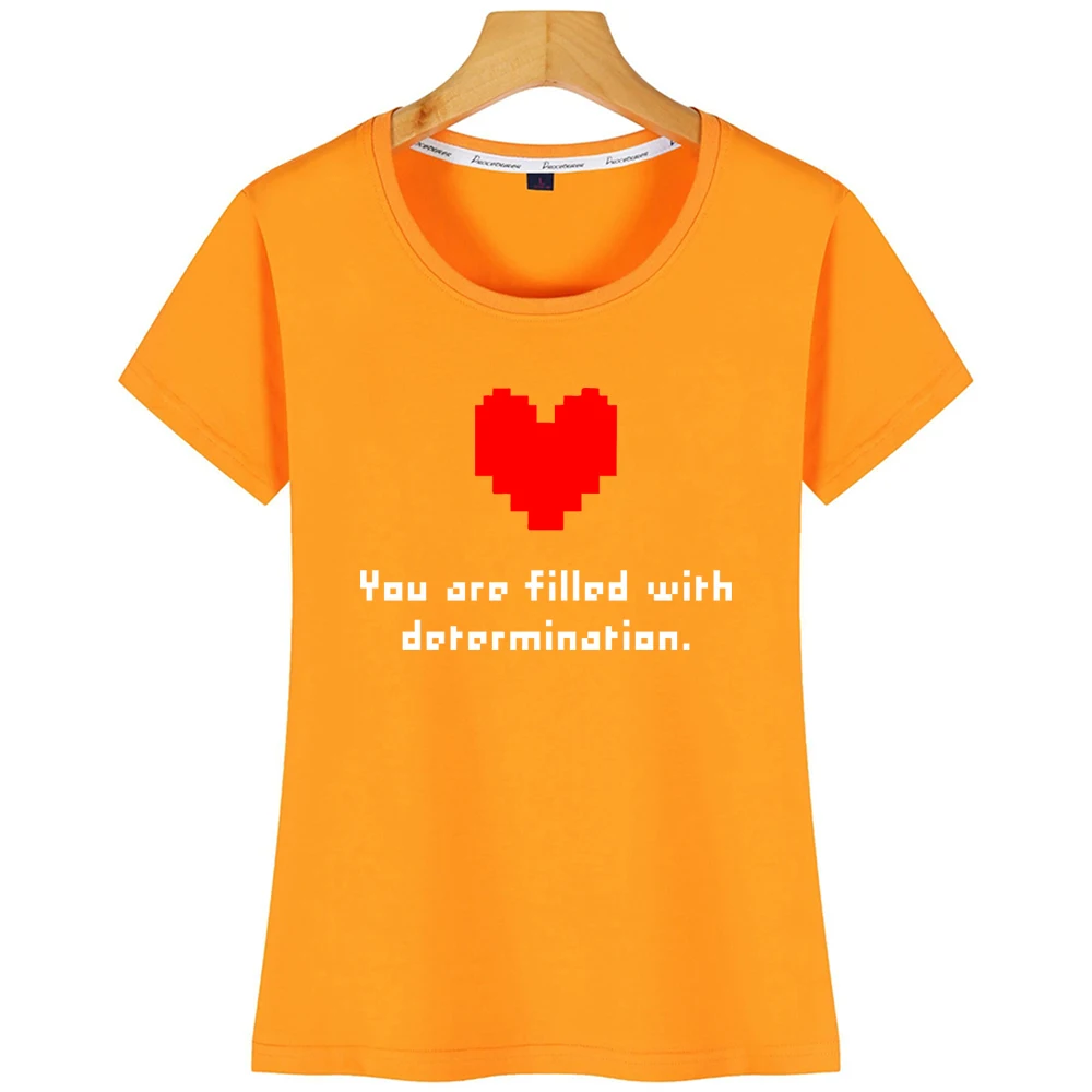 Топы, футболка для женщин Undertale You Are Filled With Definition Organic Kawaii, черная короткая футболка