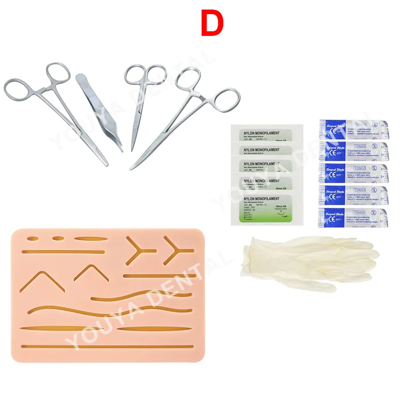 Pratica di Sutura Dentale Kit di Pratica di Sutura Dentale Modello in Silicone Pinze Pinzette Filo Kit di Addestramento per Sutura Orale per Uso Quotidiano, Kit Cuscini Dentali
