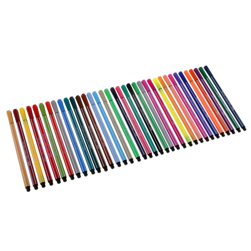 36x Fibre Felt Tip Coloring Pen Washable For Kids Children Drawing Graffiti