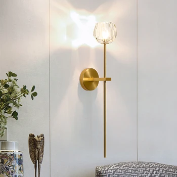 

Nordic luxury copper wall lamps for restaurant cafe bar industrial lighting living room aisle bedroom crystal wall light fixture