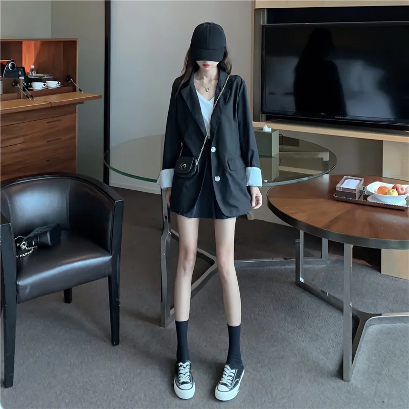 Цена+ 3 юаней или выше, настоящая фотография 8507# Цена, английский приталенный элегантный облегающий костюм на шнуровке в Корейском стиле, свободный крой