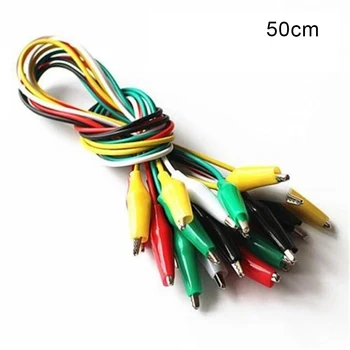 

10pcs/lot 50cm Test Alligator Clip Double-ended Crocodile Clip Electronics Connecting Wire Jumper Cable Probe Leads Wires 5color