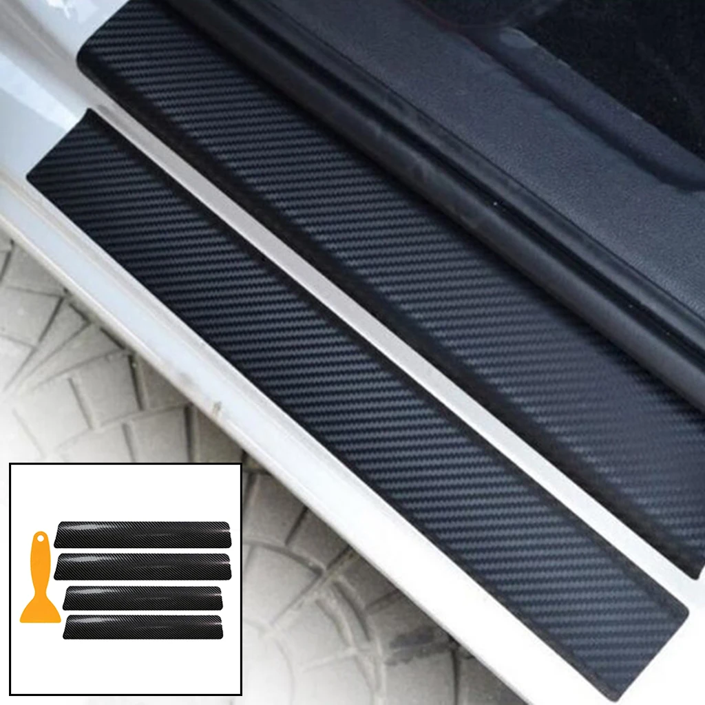 Car Door Sill Sticker Cover Plate Scuff Plate Cover Black Vehicle RV Parts