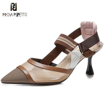 

Prova Perfetto 2020 Summer Fashion Mixed Colors Mesh Women Pumps Pointed Toe Strange High Heels Gladiator Sandals Ladies Shoes