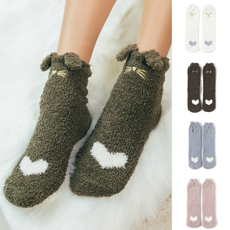 Для женщин Плюшевый игровой комплекс для кошек когти стерео-носки мягкие коралловые флисовые Носки-тапочки; теплые носки для сна