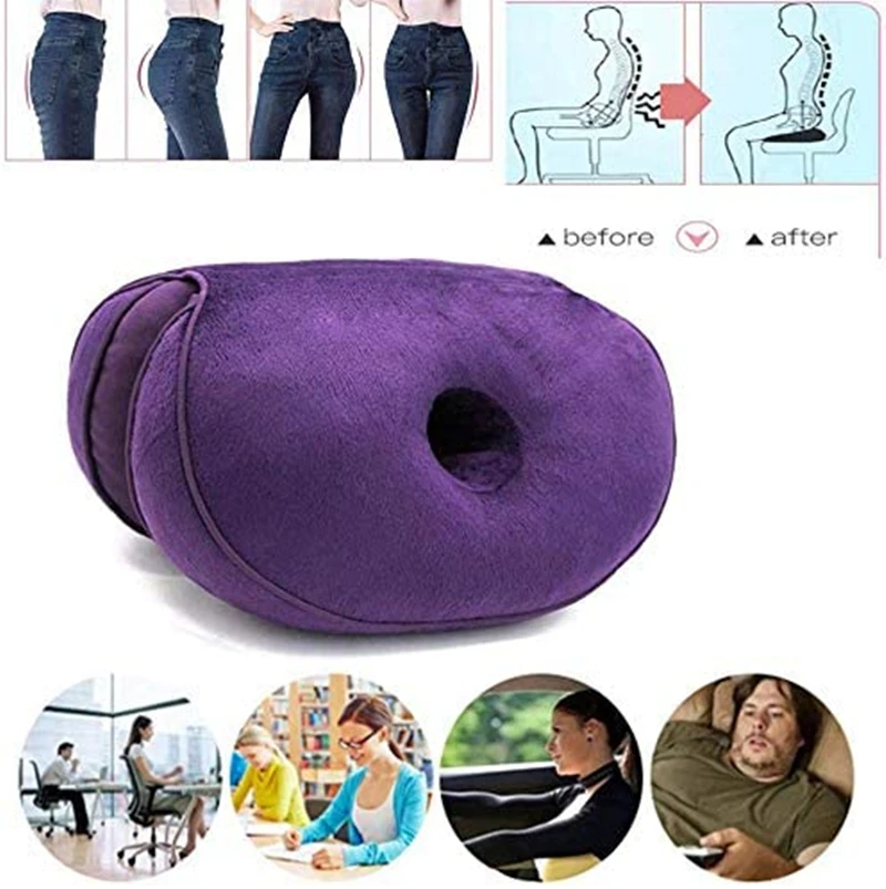 Dual Comfort Cushion Lift Hips Up Seat Cushion, Beautiful Buttocks Cushion  Orthopedic Posture Correction Cushion for Relief Sciatica Tailbone Hip Pain  Fits in Car Home Office - Pink 