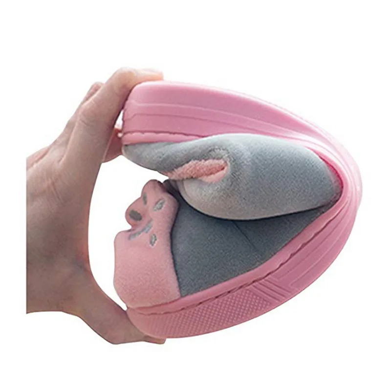Home Women Winter Slippers Cartoon Cat Shoes Non-slip Soft Winter Warm House Slippers Indoor Bedroom Lovers Couples Floor