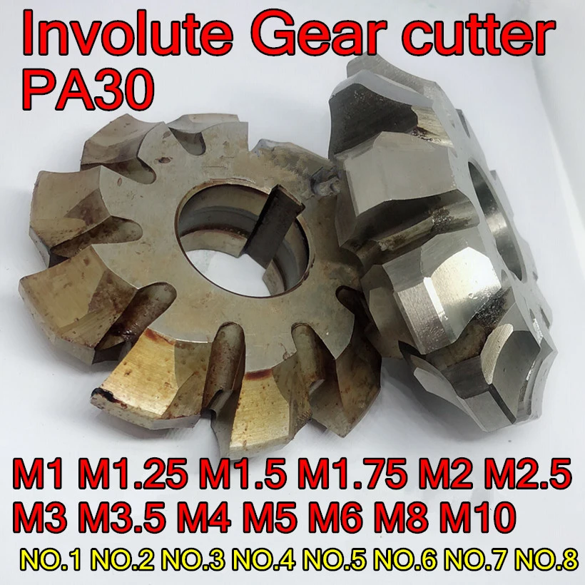 Involute Hssm2 Gear Milling Cutter Pa30 Degrees M1 M1.25 M1.5 M1.75 M2