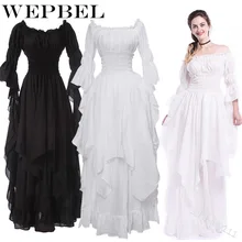 WEPBEL, женское средневековое платье, Ренессанс, винтажный стиль, готический стиль, длина до пола, для женщин, косплей, без пояса, платье размера плюс, макси платье