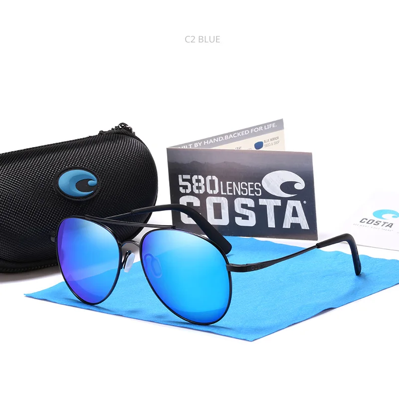

9105 COSTA Brand Men Sunglasses Pilot Metal Polarized mirror lens outdoor fishing women Eyewear UV400 Goggle outdoor 4 colors