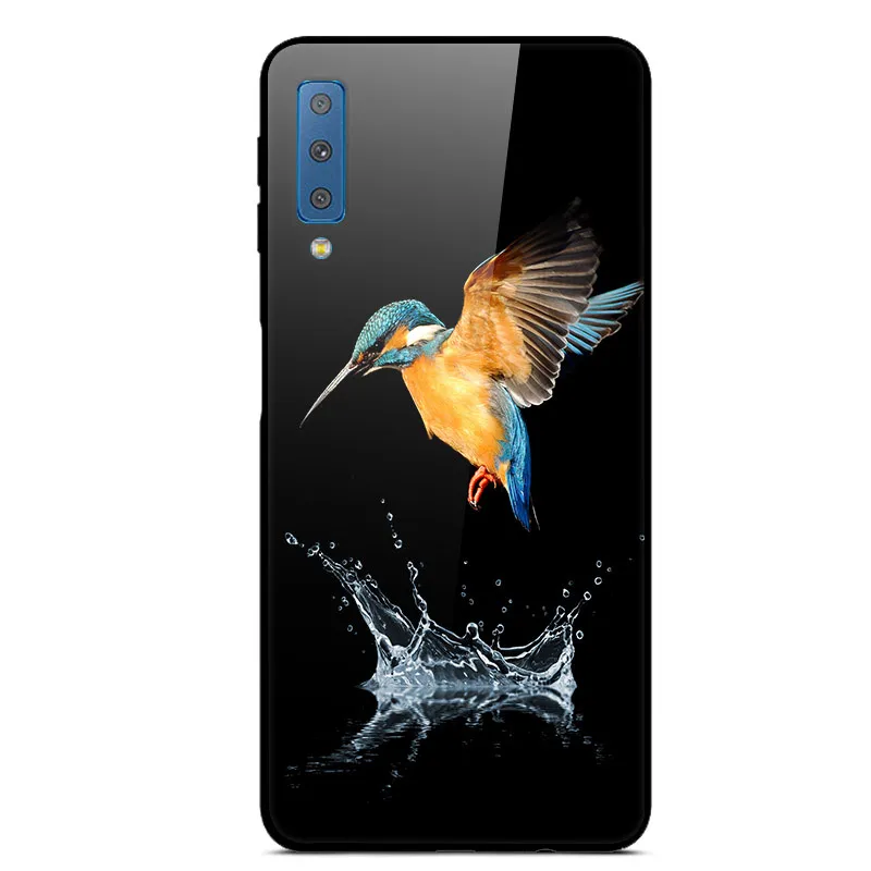 Для samsung Galaxy A7 чехол жесткое стекло задняя крышка для samsung A9 J4 J6 Plus J 4 J4Plus чехол для телефона s силиконовый бампер Капа - Цвет: 24