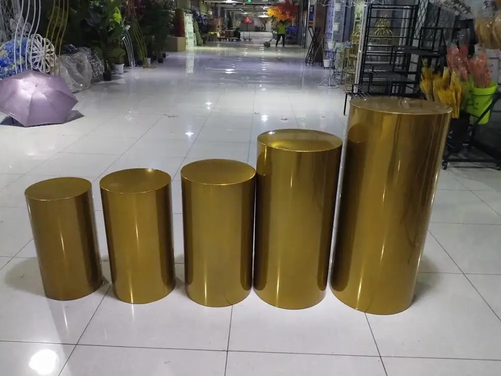 

gold Round Cake pillar Pedestal columns Rylinder Wedding dessert table