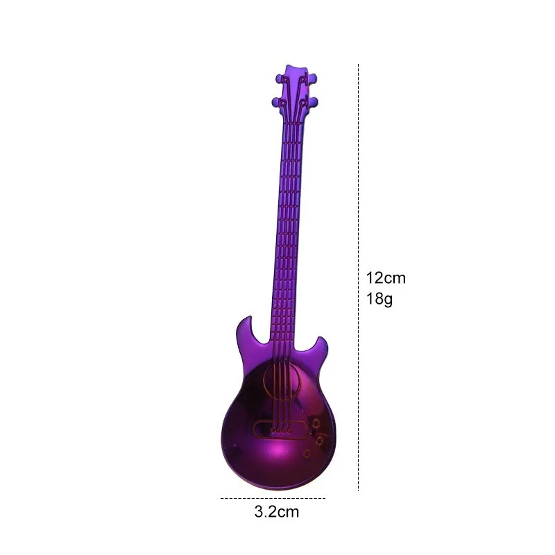 Кухонные принадлежности гаджеты гитара из нержавеющей стали десертная кофейная ложка фрукты ложка для мороженого Многофункциональный принадлежности для кухонного бара - Цвет: Purple