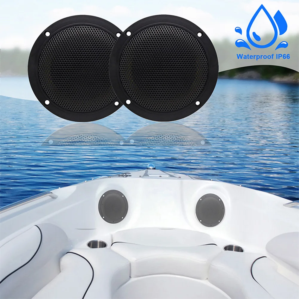 4Inch Waterproof Marine Speakers Dual Full Range Stereo Black Outdoor Boat Speakers 120W For UTV ATV SPA Bath Yacht Motorcycle