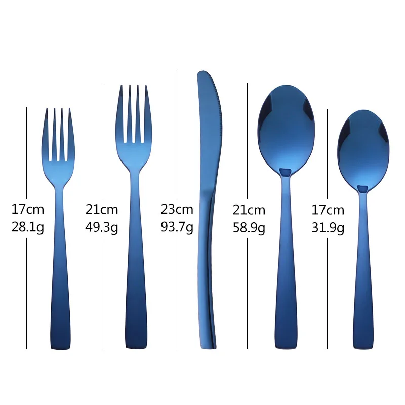 5 шт. набор темно синих столовых приборов|cutlery set|set knife forksilver cutlery |