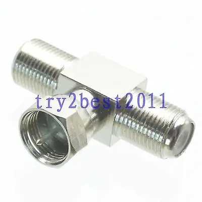 DHL/EMS 50 комплектов 1pce разъем адаптера F ТВ штифт К 2x F jack pin T сплиттер никель коаксиальный-C1