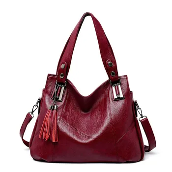 

Designer Leather Shoulder Bag Travel Casual Tote Bag Fashion Tassel Women Handbags Large Capacity Crossbody Bags for Women 2020