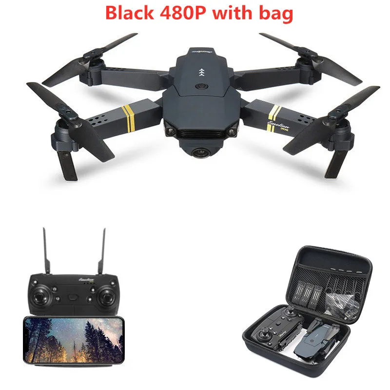 480P With Bag E58 Квадрокоптер с широким углом обзора HD 1080P камера режим удержания высоты складной рычаг RC Квадрокоптер Дрон wifi FPV приложение управление вертолет - Цвет: 480P With Bag
