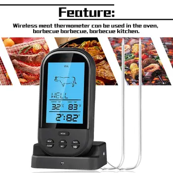 

2018 Black Wireless Digital LCD Display BBQ Thermometer Kitchen Barbecue Digital Probe Meat Thermometer BBQ Temperature Tool
