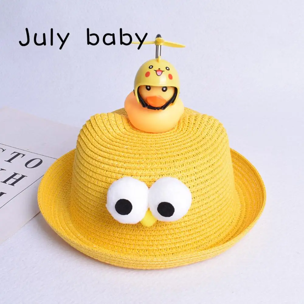 

July baby child sun hat rotating bamboo dragonfly straw hat summer thin windmill straw hat fisherman hat shade sun hat