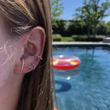 Красочные радужные серьги-гвоздики из Кубического циркония круг изогнутые шест ювелирные изделия для женщин 925 стерлингового серебра, нежный, минималистичный, для милых девочек серьги