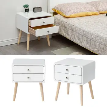 

Nordic Minimalist Bedside Table With Two Drawer Mini Practical Beauty Bedroom Furniture Saving Space Nightstands Bed Table HWC