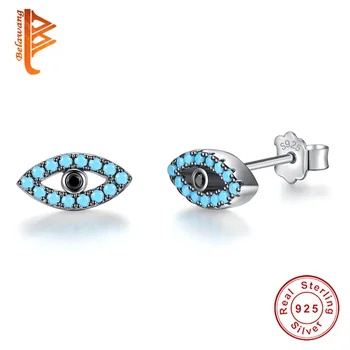 

Wholesale 5PCS Fashion Sale 925 Sterling Silver Dazzling Blue Lucky Eye Enamel Stud Earrings for Women Authentic Silver Jewelry