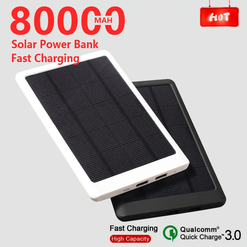 Высокая емкость Водонепроницаемый 80000mAh Солнечный внешний аккумулятор